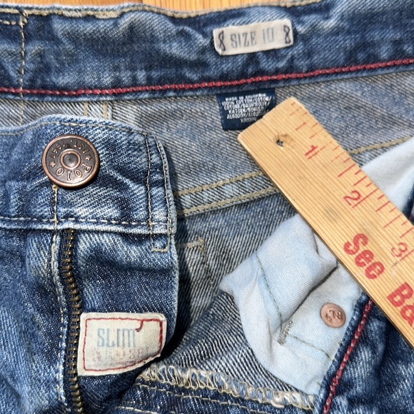 POLO Ralph Lauren designer-distressed blue jeans boys straight leg slim size 10 - Picture 15 of 16